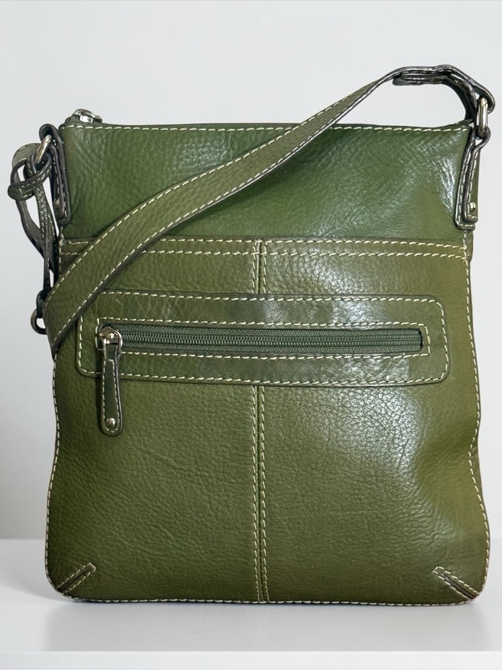 Fossil Olive Green Pebbled Leather Crossbody Bag!